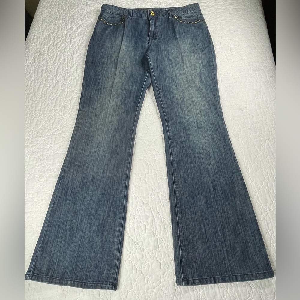 🔥Y2K US POLO Assn Studded Bootcut Dark Wash Blue Jeans Women Size 12